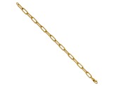 14K Yellow Gold Polished Textured Oval Link Bracelet