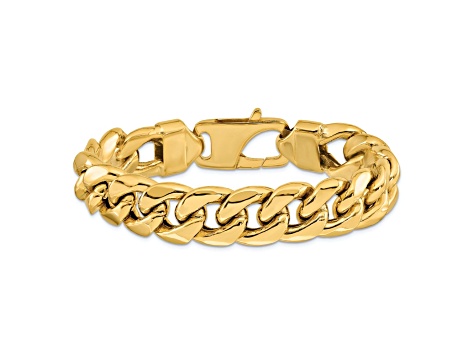 14k Yellow Gold 15mm Miami Cuban Link Bracelet, 8 Inches