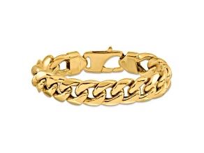 14k Yellow Gold 15mm Miami Cuban Link Bracelet, 8 Inches