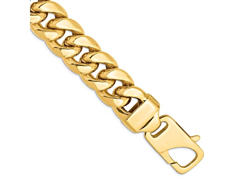 14k Yellow Gold 15mm Miami Cuban Link Bracelet, 8 Inches