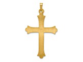 14K Yellow Gold Hollow Fleur De Lis Cross Pendant