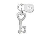 Rhodium Over 14K White Gold Polished Moveable Lock and Heart Key Charm