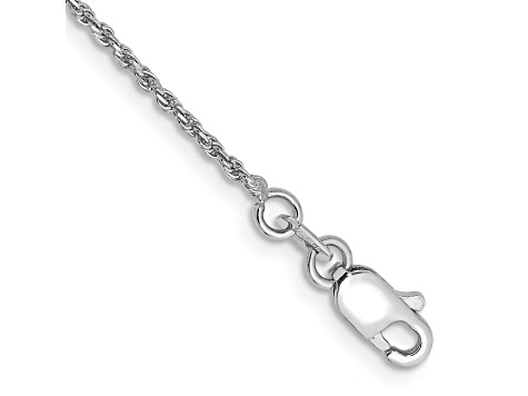 Rhodium Over 14k White Gold 1.15mm Diamond-Cut Rope Link Bracelet