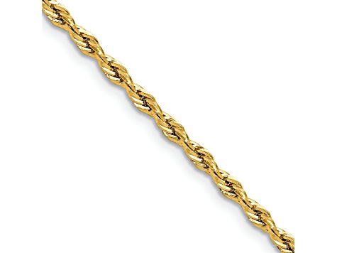 14k Yellow Gold 2.5mm Rope Link 18 Inch Chain