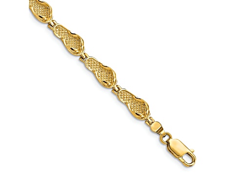 14k Yellow Gold Textured Flip Flop Link Bracelet - 14SB6A | JTV.com