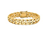 14k Yellow Gold and 14k White Gold 14mm Hand-polished Traditional Curb Link Bracelet