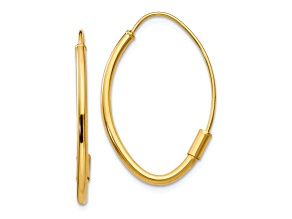 14K Yellow Gold Wire 1" Hoop Earrings
