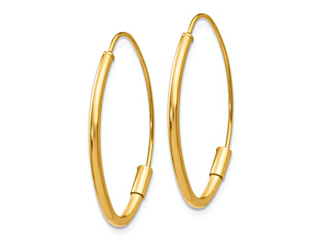 14K Yellow Gold Wire 1" Hoop Earrings