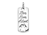 Rhodium Over 14k White Gold Polished Live Love Adopt Paw Dog Tag Pendant