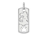 Rhodium Over 14k White Gold Polished Live Love Adopt Paw Dog Tag Pendant