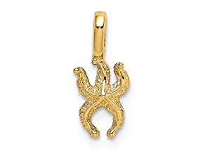 10K Yellow Gold Textured Mini Starfish with Fixed Bail Charm