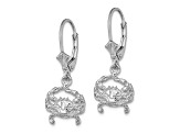 Rhodium Over 14k White Gold Textured Blue Crab Earrings