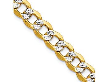 Picture of 14k Yellow Gold and Rhodium Over 14k Yellow Gold Textured 7.1mm Pave Curb 26 Inch Chain