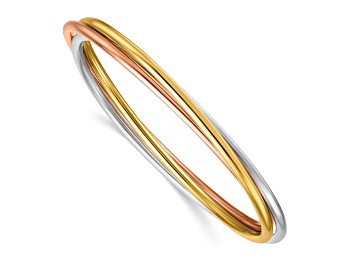 Picture of 14K Tri-Color Polished 3 Intertwined Slip-on Bangle