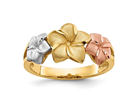 14K Plumeria Flower Ring