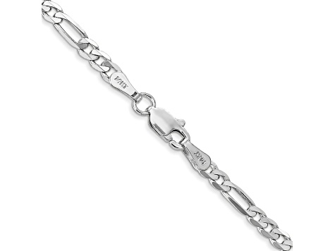14K White Gold 3mm Flat Figaro Chain Necklace