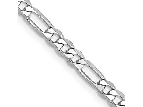 14K White Gold 3mm Flat Figaro Chain Necklace