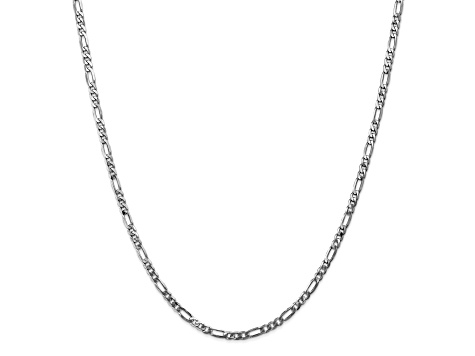 14K White Gold 3mm Flat Figaro Chain Necklace