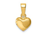 14k Yellow Gold 3D Satin and Polished Puffed Heart Pendant