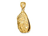 14k Yellow Gold Textured 3D Oyster Shell Charm
