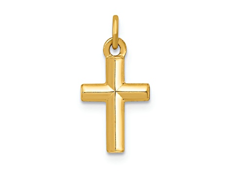 14k Yellow Gold Polished Cross Pendant