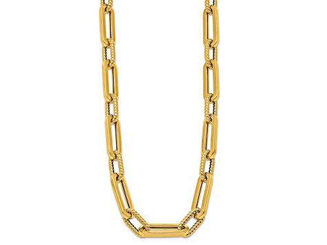 14K Yellow Gold Oval Link Y-drop 18-inch Adjustable Necklace