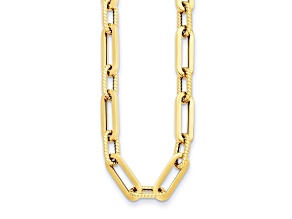 14K Yellow Gold Fancy Oval link 24-inch Necklace