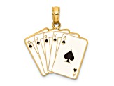 14k Yellow Gold Enameled Playing Cards Royal Flush Charm