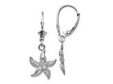 Rhodium Over 14K White Gold Textured Starfish Dangle Earrings