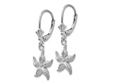 Rhodium Over 14K White Gold Textured Starfish Dangle Earrings