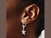 Rhodium Over 14K White Gold Textured Starfish Dangle Earrings