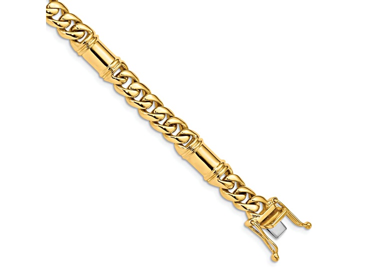 14k Yellow Gold and 14k White Gold 7.5mm Hand-Polished Fancy Link Bracelet