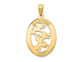 14k Yellow Gold Textured Chinese Happiness Symbol In Oval Frame Pendant