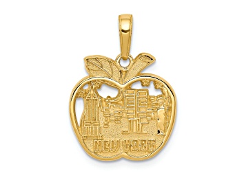 Picture of 14k Yellow Gold Textured New York City Skyline in Apple Pendant