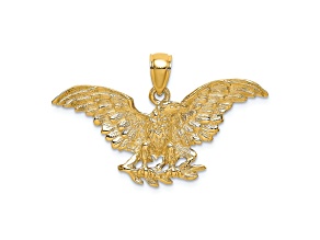 10K Yellow Gold Textured Eagle with Wings Spread Charm