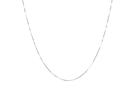 10K White Gold Fine Box 18 Inch Chain Necklace