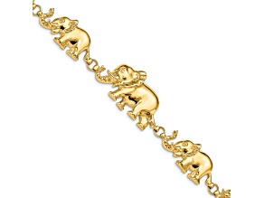 14k Yellow Gold Graduated Elephant Link Bracelet