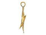 14k Yellow Gold Textured and Satin 2D Blue Marlin Charm
