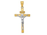 14K Yellow and White Gold INRI Crucifix Pendant