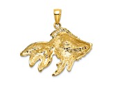 14k Yellow Gold 2D Textured Striped Fish Charm