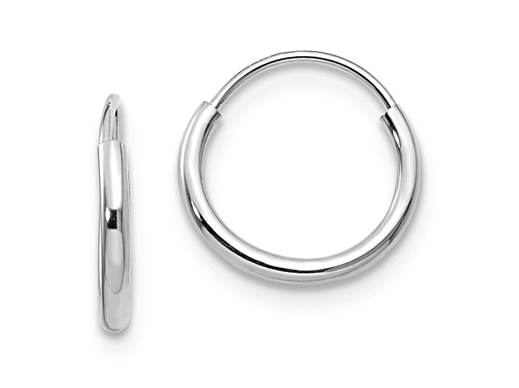 Rhodium Over 14K White Gold Endless Hoop Earrings