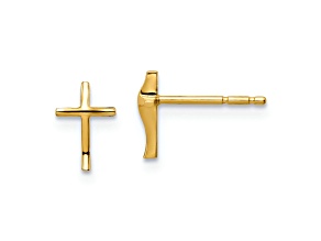 14k Yellow Gold Children's Cross Stud Earrings