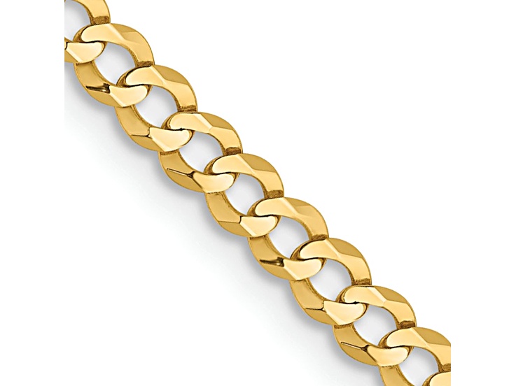 14k Yellow Gold 3.1mm Flat Cuban 16 Inch Chain
