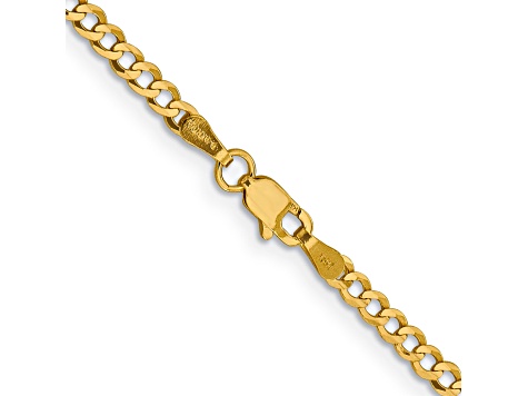 14k Yellow Gold 3.1mm Flat Cuban 16 Inch Chain