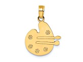 14k Yellow Gold Textured Paint Palette and Brushes Pendant