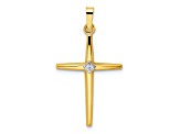 14k Yellow Gold and 14k White Gold Polished Solid Diamond Shape Center Cross Pendant