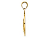 14k Yellow Gold Textured Barbados with Trident Spear Circle Pendant