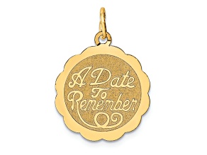 14k Yellow Gold Textured A Date To Remember Disc Charm