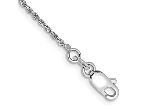 Rhodium Over 10k White Gold 1.15mm Diamond-Cut Rope Link Bracelet