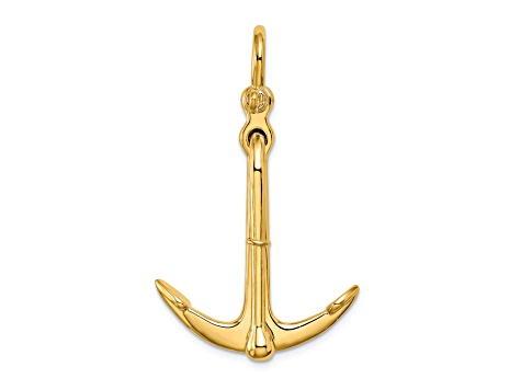 14k Yellow Gold Polished Anchor 2-Piece Moveable Pendant